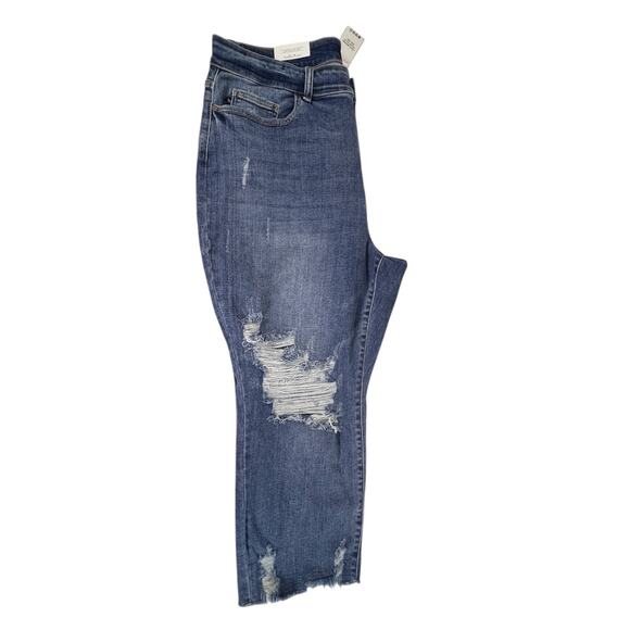 NEW! Plus Size Judy Blue Denim Straight Leg High Waist Distressed Jeans Size 22W - Picture 9 of 10